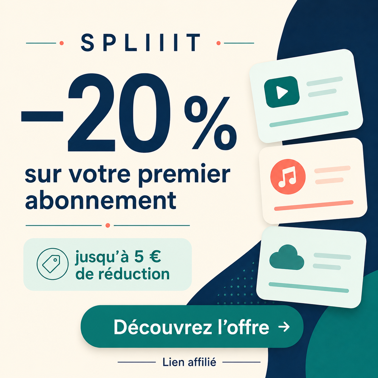 Économisez 20 % sur votre première souscription Spliiit, jusqu’à 5 euros de réduction